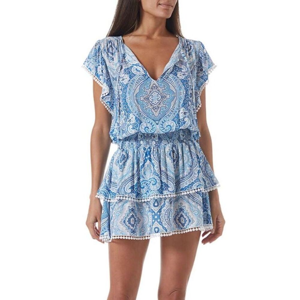 Melissa Odabash Keri Dress Mini Boho Resort Wear Swim Cover Up Vacation Festival